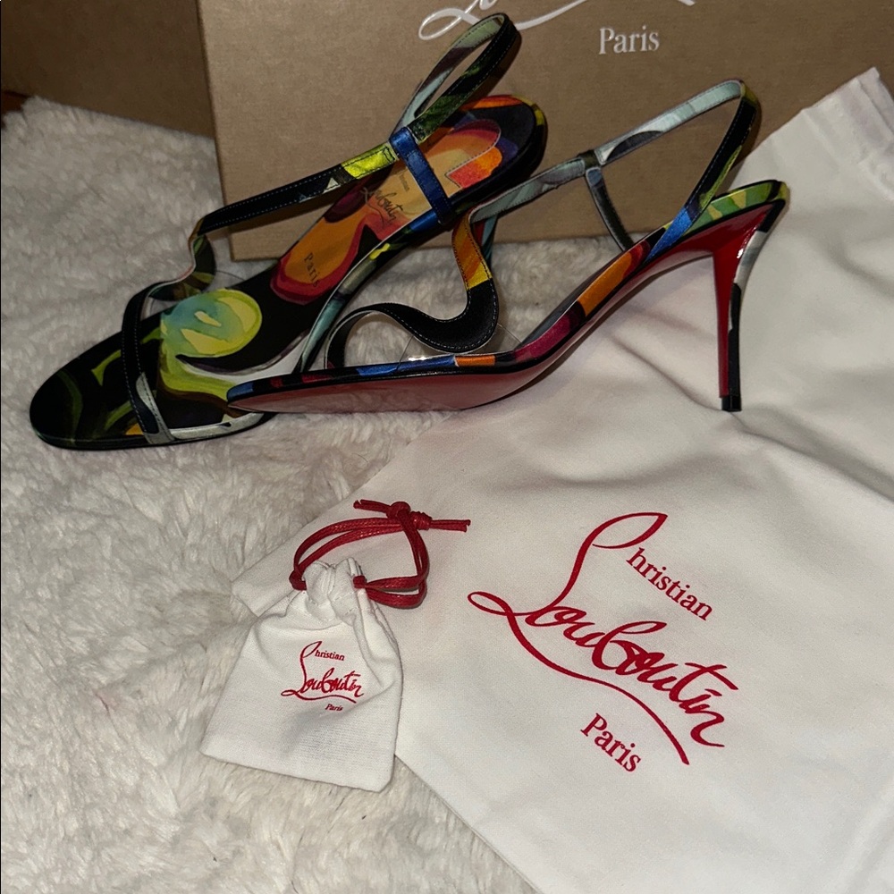 Christian Louboutin Vibrant Multicolor Heels 39 new rubber everlasting bottom - Picture 8 of 12